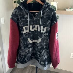 Ecko Unltd Men’s Graphic Zip Hoodie Sherpa Lined Jacket XL Streetwear Black Red